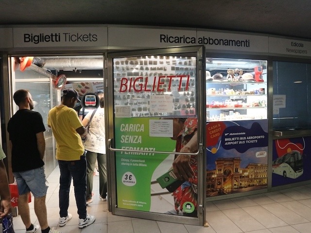 Kiosk in Milan metro, Italy.