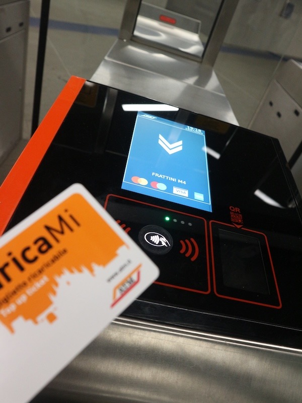 Ticket gate. Milan metro.