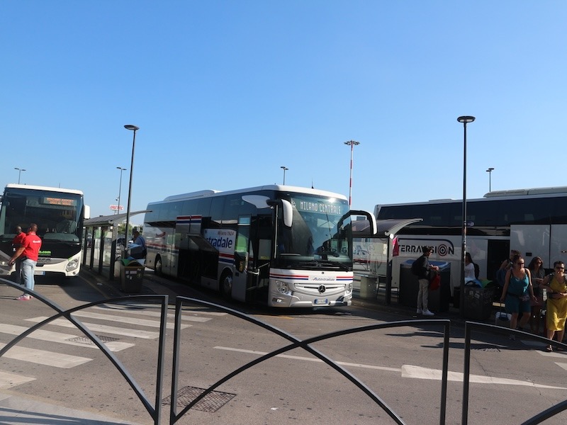 Airport buses at Milan Bergamo airport.